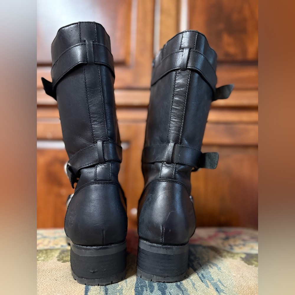 Harley-Davidson Black Leather Buckle Boots Size 10 - Picture 2 of 11
